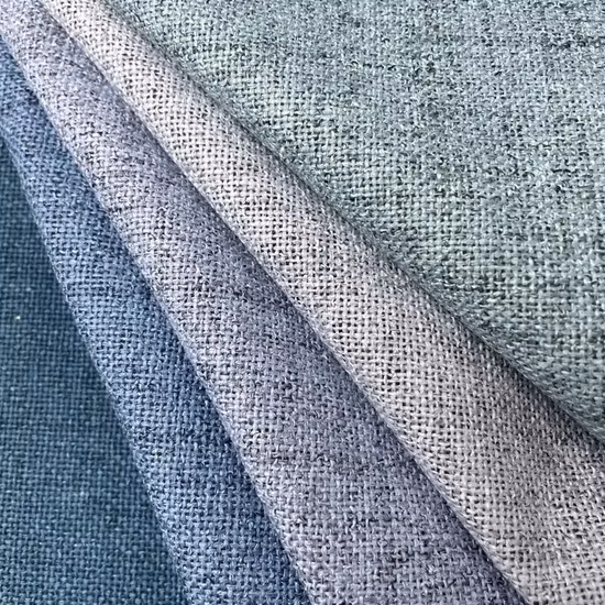 Tela de cortina opaca para tapicería con aspecto de lino ignífugo con revestimiento de PU resistente al agua